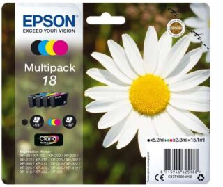 Epson T1806 (18) Pack de 4 Cartuchos de Tinta Originales