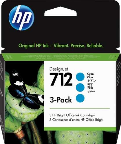 HP 712 Cyan Pack de 3 Cartuchos de Tinta Originales