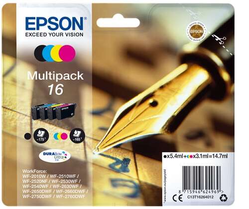 Epson T1626 Pack de 4 Cartuchos de Tinta Originales