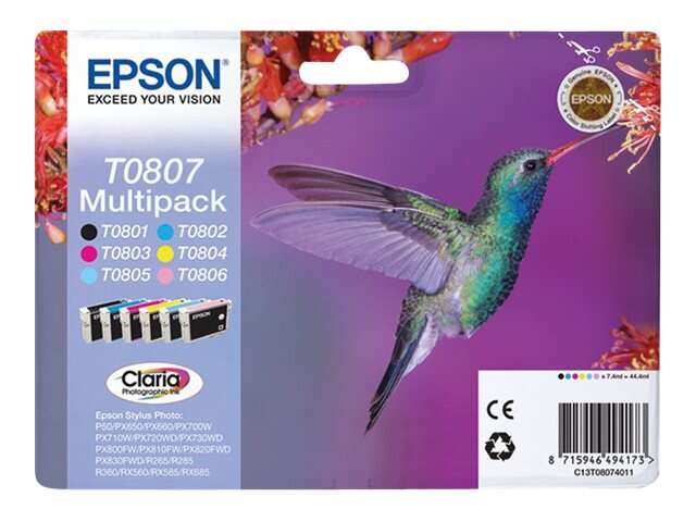 Epson T0807 Pack de 6 Cartuchos de Tinta Originales
