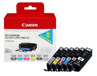 Canon PGI550/CLI551 Pack de 6 Cartuchos de Tinta Originales