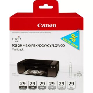 Canon PGI29 Pack de 6 Cartuchos de Tinta Originales