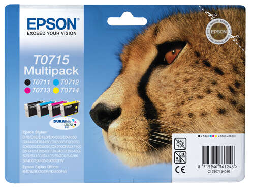 Epson T0715 Pack de 4 Cartuchos de Tinta Originales