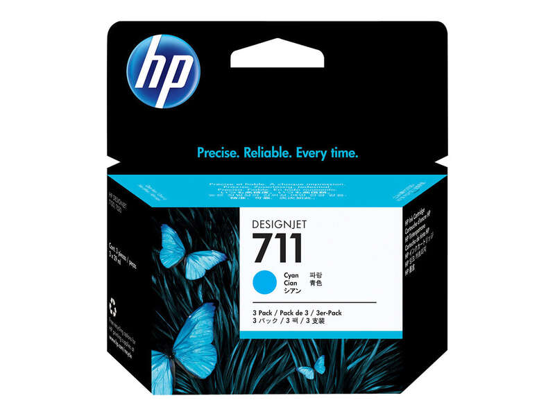 HP 711 Cyan Pack de 3 Cartuchos de Tinta Originales