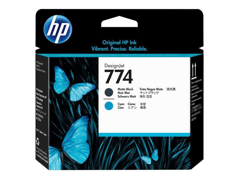 HP 774 Cabezal de Impresion Original - Negro Mate, Cyan