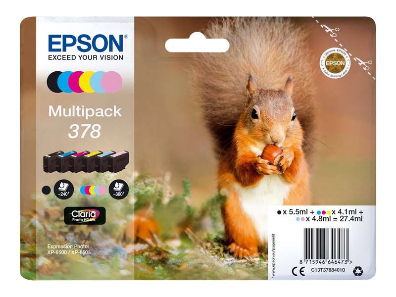 Epson 378 Pack de 6 Cartuchos de Tinta Originales