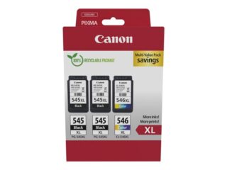 Canon PG545XL Negro + CL546XL Color Pack de 3 Cartuchos de Tinta Originales