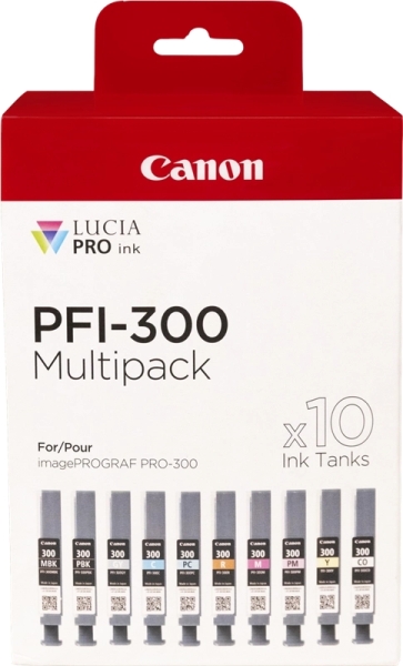 Canon PFI300 Pack de 10 Cartuchos de Tinta Originales