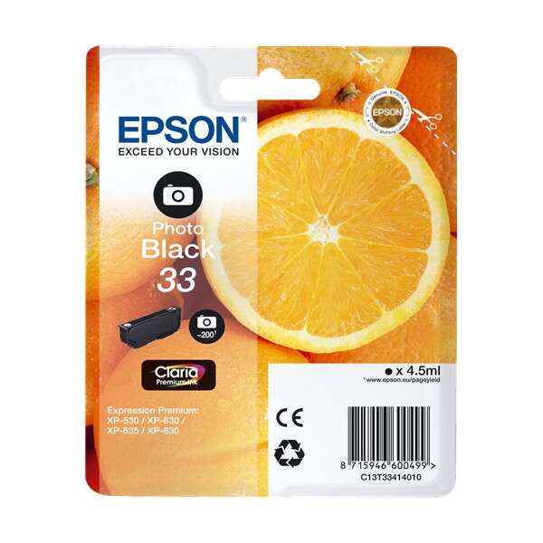 Epson T3341 (33) Negro Photo Cartucho de Tinta Original
