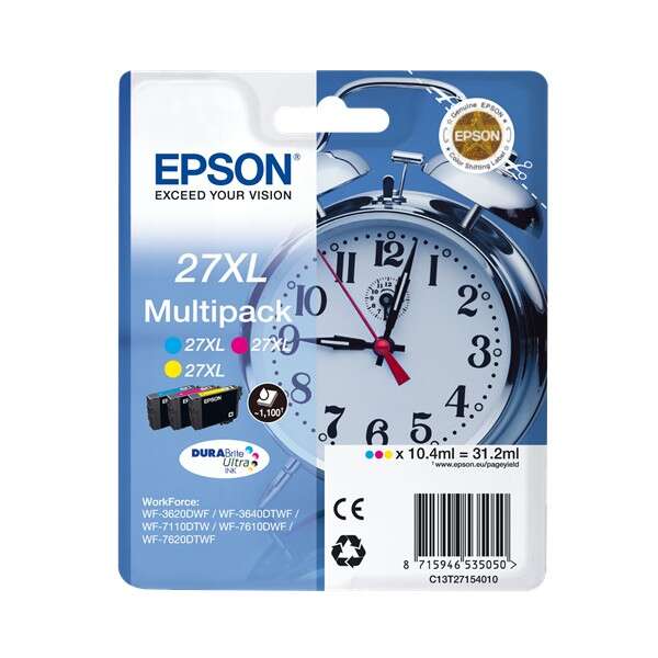 Epson T2715 (27XL) Pack de 3 Cartuchos de Tinta Originales