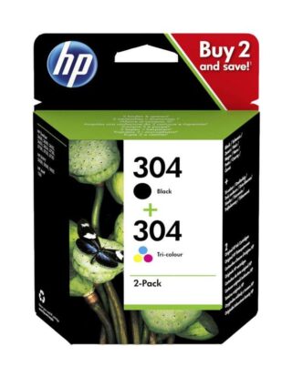 HP 304 Negro + Color Pack de 2 Cartuchos de Tinta Originales